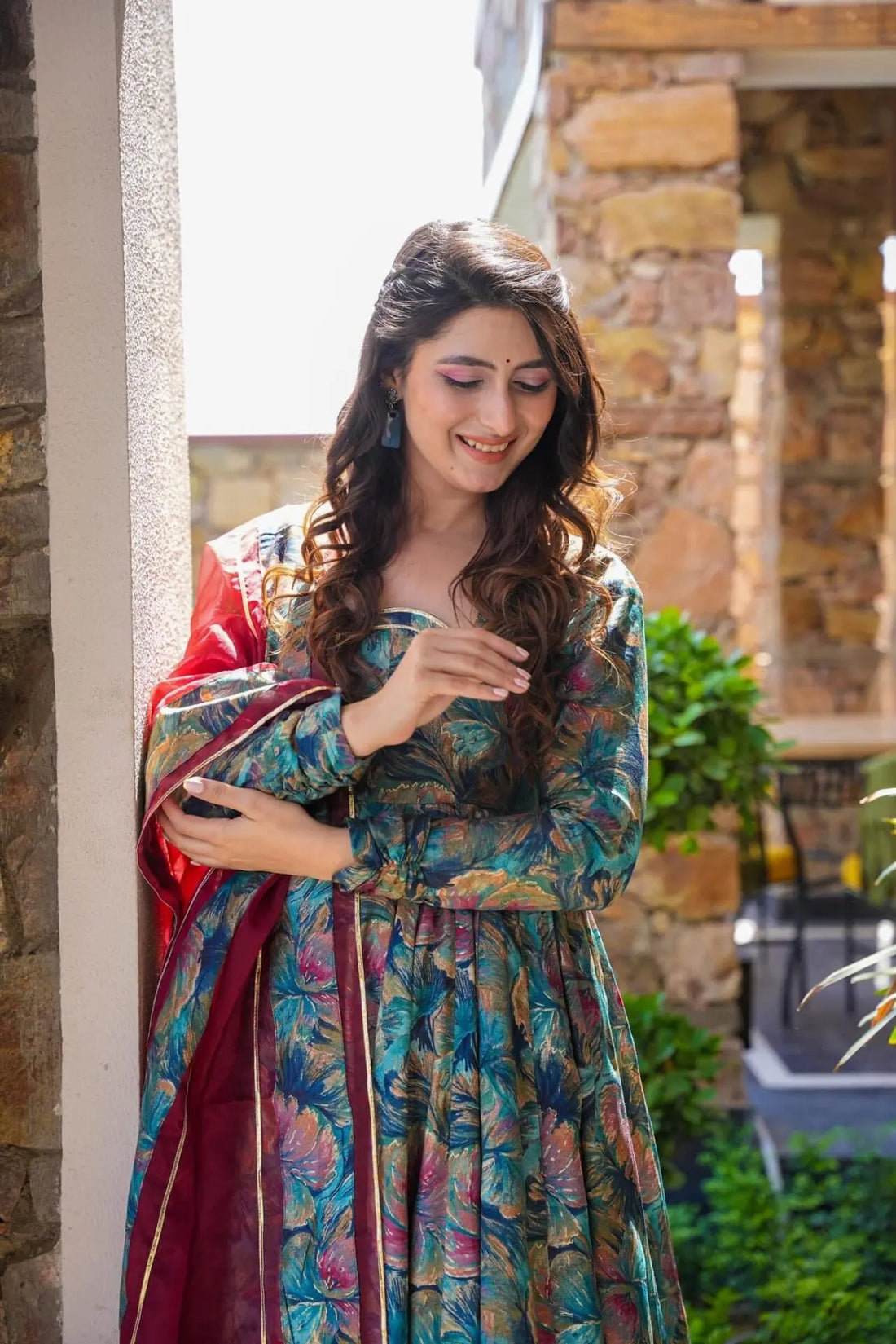 Rama Muslin Anarkali Maxi Set with Dupatta