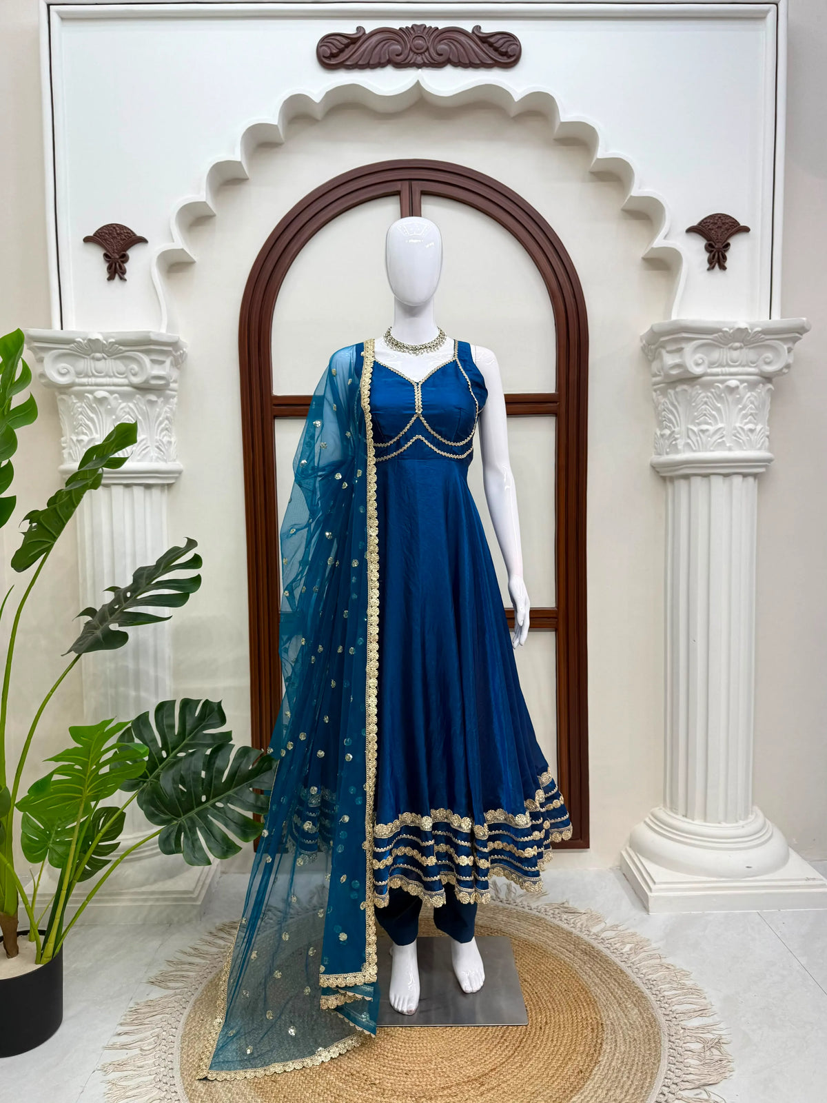 Fendy Silk Anarkali Set with Net Dupatta