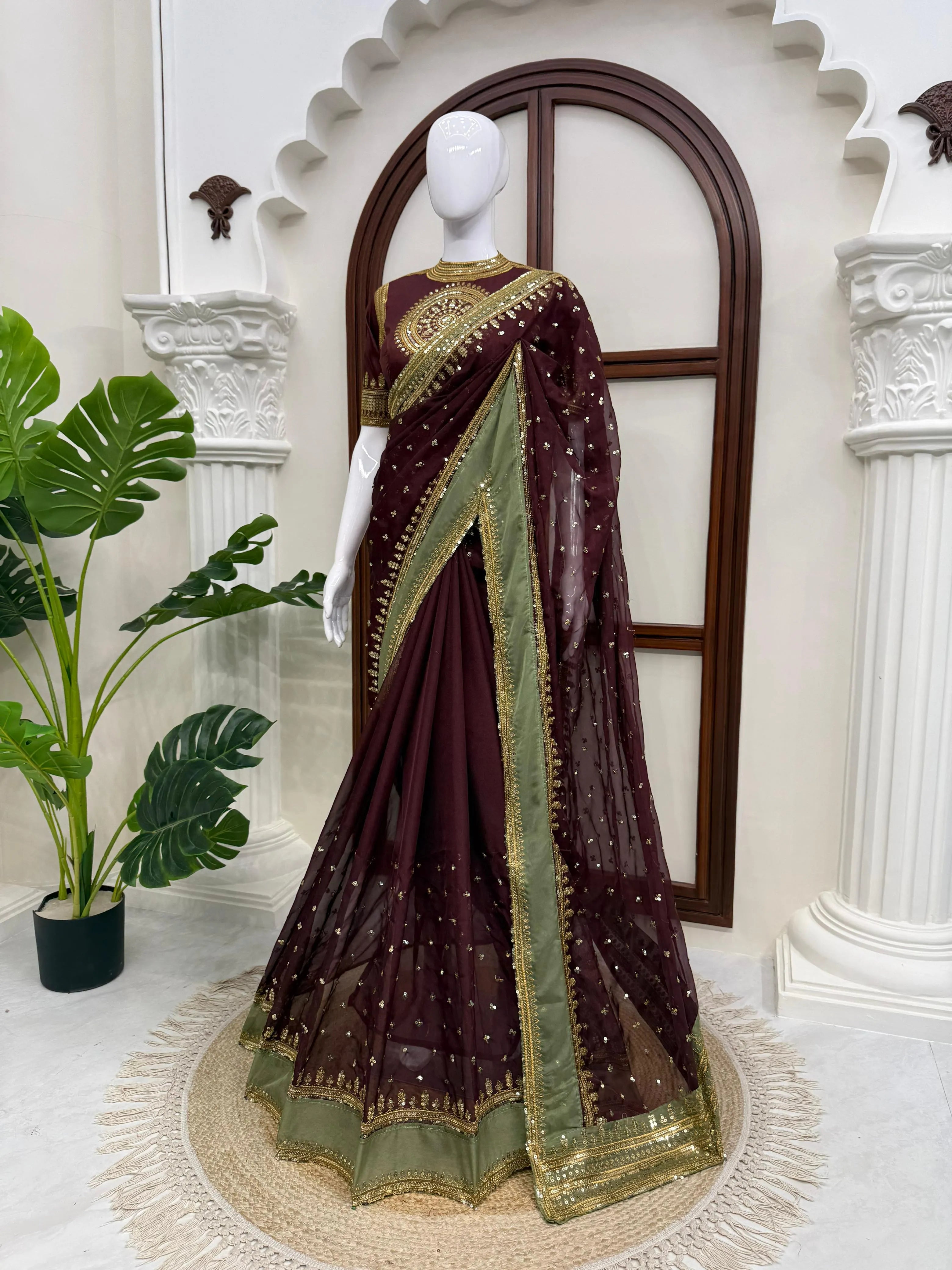 Tibby Silk Saree with Sequin Blouse