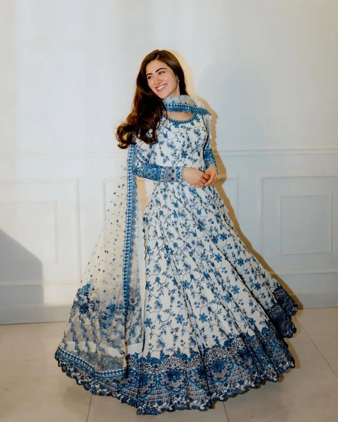 Floral Georgette Anarkali Set with Dupatta