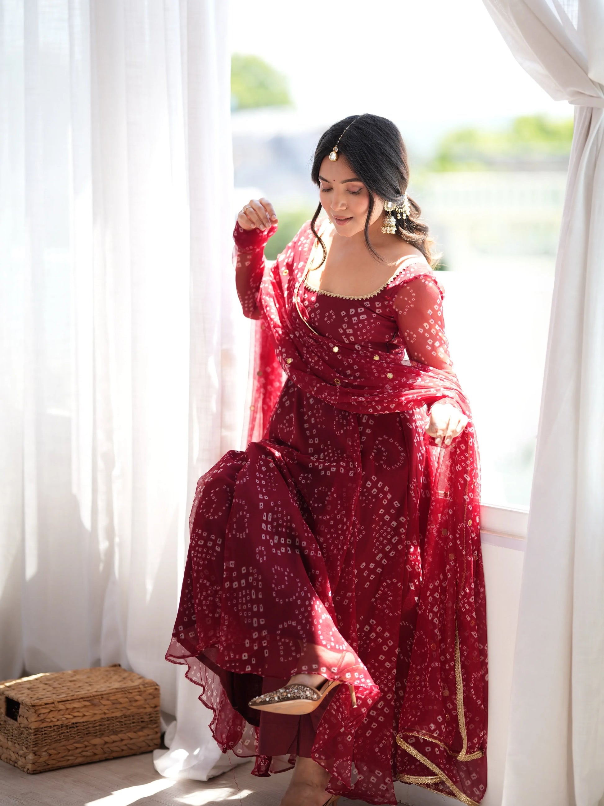 wine festive anarkali