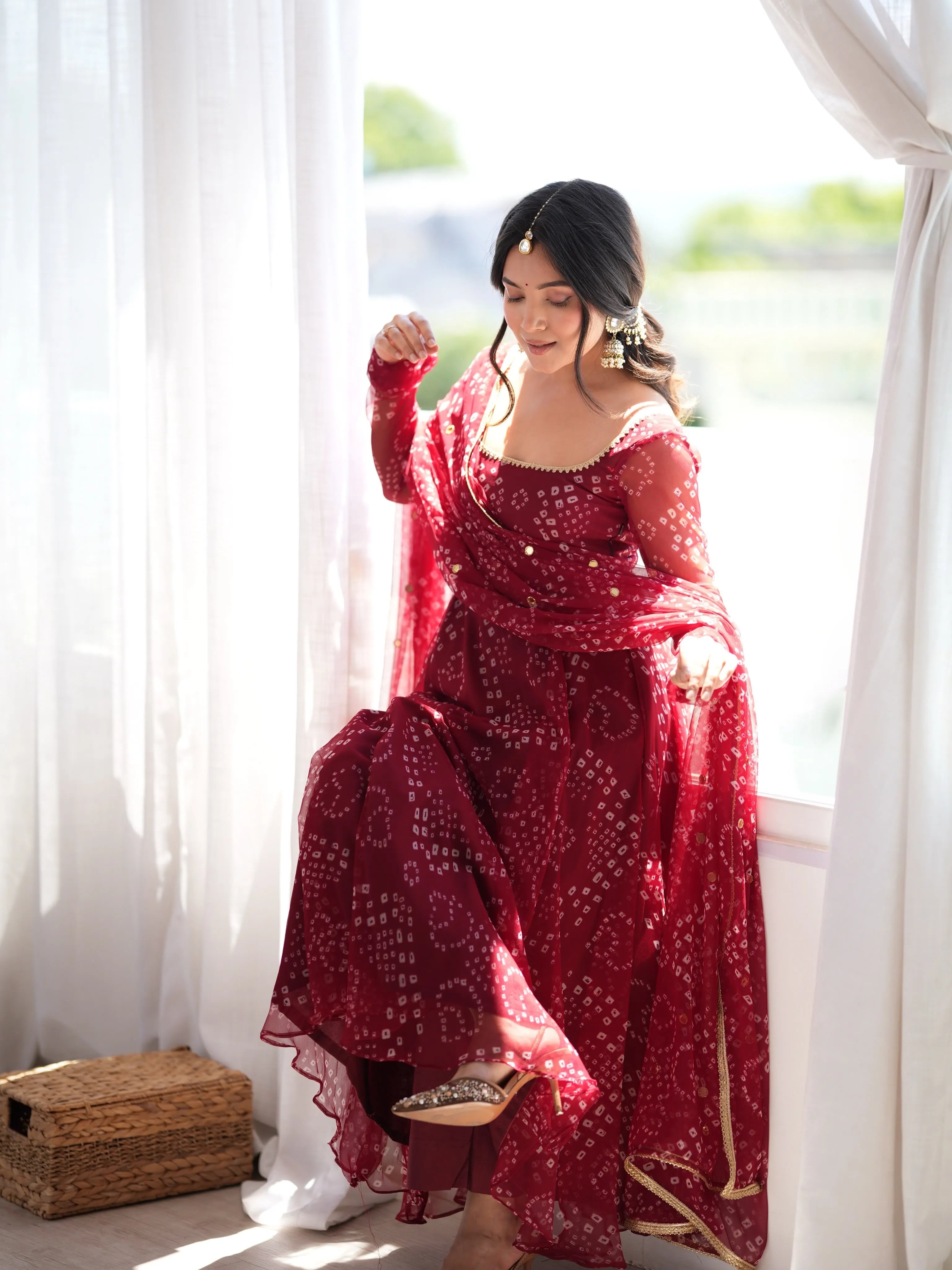 wine festive anarkali