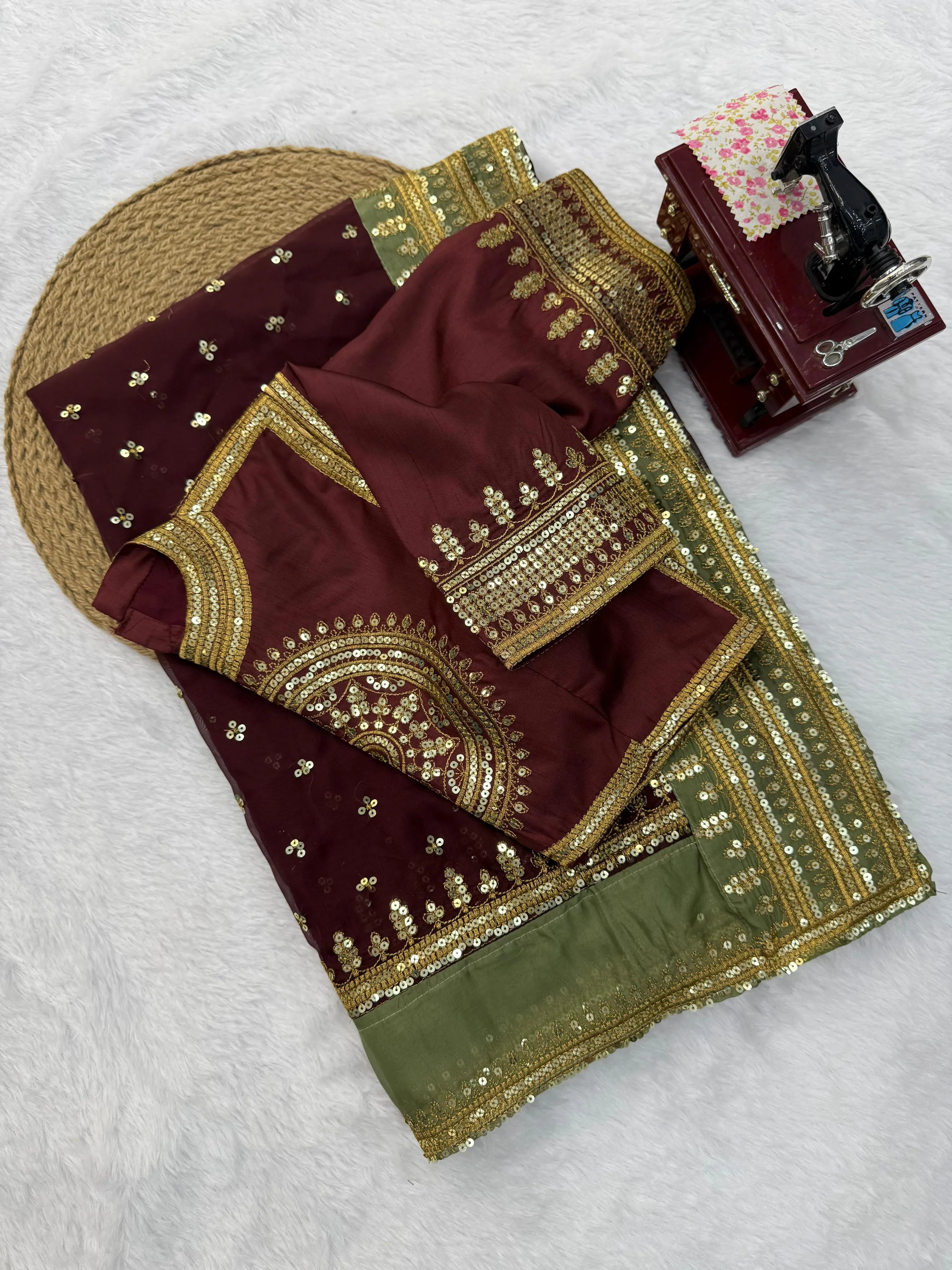 Tibby Silk Saree with Sequin Blouse