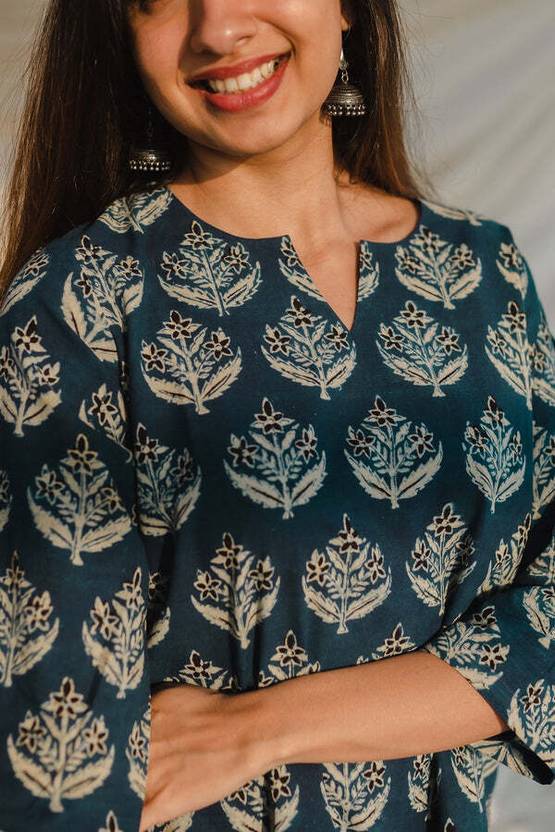 Cotton Hand Block Printed Short Kurti Kurta Shirt Top for Women