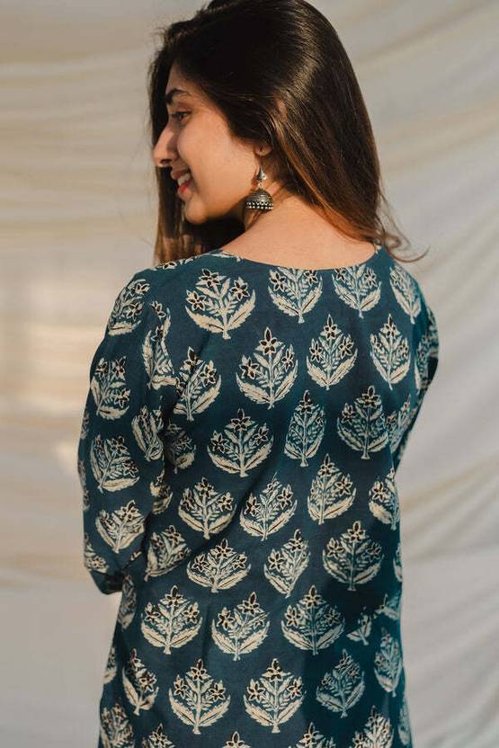 Cotton Hand Block Printed Short Kurti Kurta Shirt Top for Women