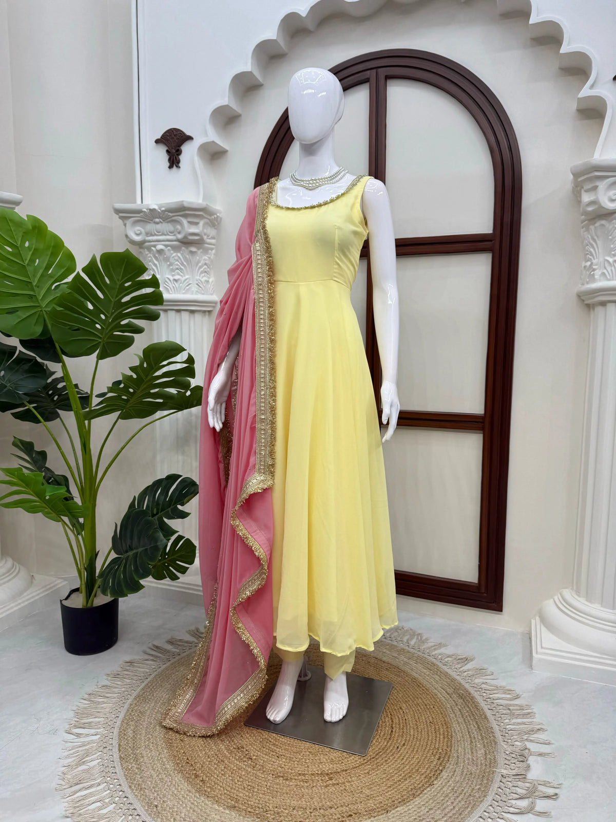 Georgette Anarkali Set with Pink Dupatta