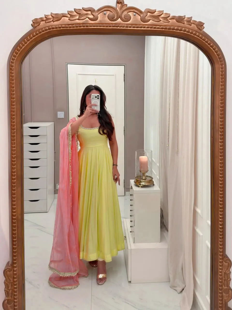 Georgette Anarkali Set with Pink Dupatta